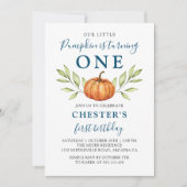 Midnight Blue Herfst Little Pumpkin First Birthday Kaart (Voorkant)