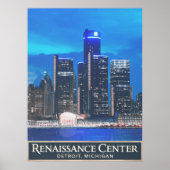 Midnight Blue: het Renaissance-centrum van Detroit Poster (Voorkant)