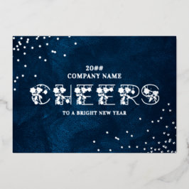 Midnight Blue Holiday Kerstmis Nieuwjaar Cheers Folie Feestdagenkaart