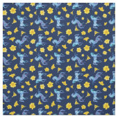 Midnight Blue Horses and Yellow Lilies Stof (Swatch)