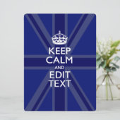 Midnight Blue Keep Calm en je tekst Union Jack (Staand voorkant)
