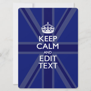 Midnight Blue Keep Calm en je tekst Union Jack
