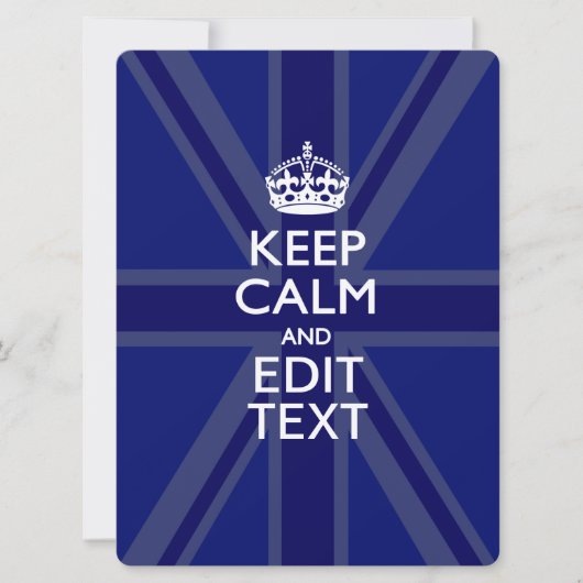 Midnight Blue Keep Calm en je tekst Union Jack (Voorkant)