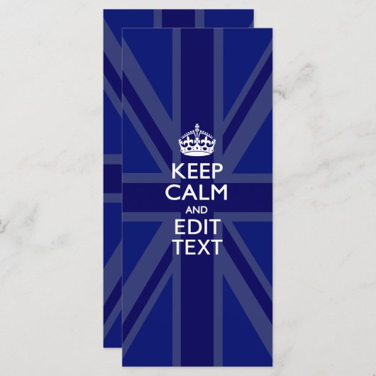 Midnight Blue Keep Calm en Jouw tekst Union Jack (Voorkant / Achterkant)