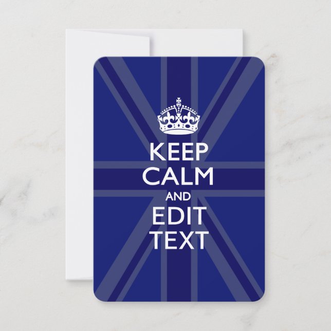 Midnight Blue Keep Calm en Jouw tekst Union Jack (Voorkant)