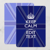 Midnight Blue Keep Calm en Jouw tekst Union Jack (Voorkant / Achterkant)