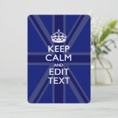 Midnight Blue Keep Calm en Jouw tekst Union Jack (Staand voorkant)