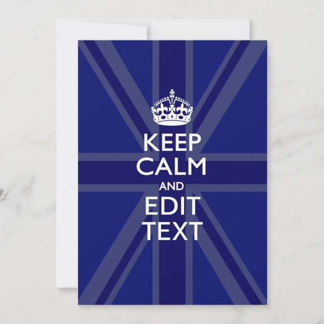 Midnight Blue Keep Calm en Jouw tekst Union Jack (Voorkant)