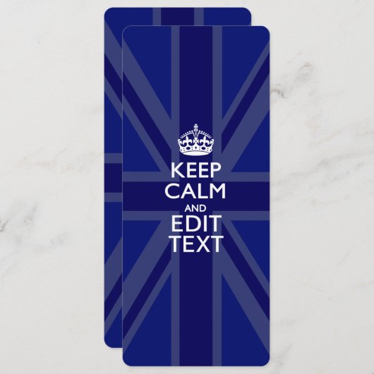 Midnight Blue Keep Calm en Jouw tekst Union Jack (Voorkant / Achterkant)