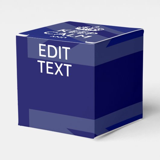 Midnight Blue Keep Calm en Jouw tekst Union Jack Bedankdoosjes (Voorkant Zijde)