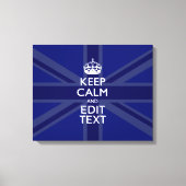 Midnight Blue Keep Calm en Jouw tekst Union Jack Canvas Afdruk (Voorkant)