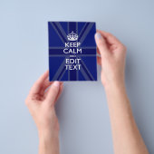 Midnight Blue Keep Calm en Jouw tekst Union Jack Flyer (Hand)