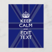Midnight Blue Keep Calm en Jouw tekst Union Jack Flyer (Voorkant)