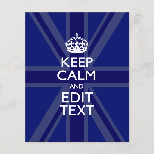 Midnight Blue Keep Calm en Jouw tekst Union Jack Flyer (Voorkant)