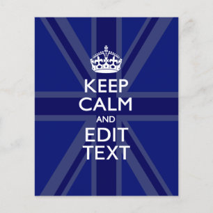 Midnight Blue Keep Calm en Jouw tekst Union Jack Flyer