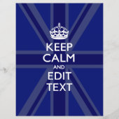 Midnight Blue Keep Calm en Jouw tekst Union Jack Flyer (Voorkant)