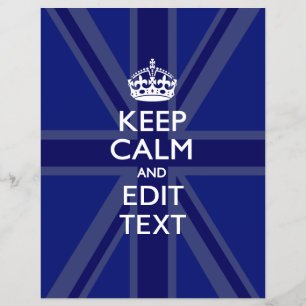 Midnight Blue Keep Calm en Jouw tekst Union Jack Flyer