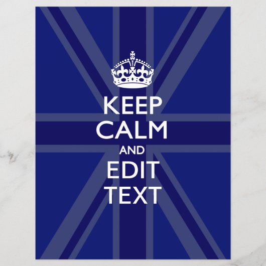 Midnight Blue Keep Calm en Jouw tekst Union Jack Flyer (Voorkant)