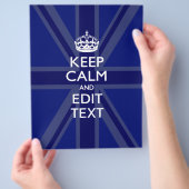 Midnight Blue Keep Calm en Jouw tekst Union Jack Flyer (Hand)