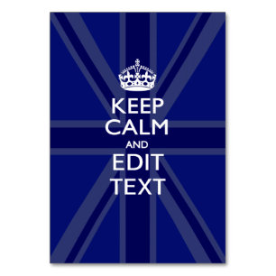 Midnight Blue Keep Calm en Jouw tekst Union Jack Kaart