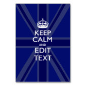 Midnight Blue Keep Calm en Jouw tekst Union Jack Kaart (Voorkant)