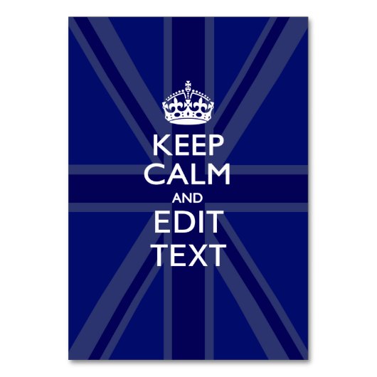 Midnight Blue Keep Calm en Jouw tekst Union Jack Kaart (Voorkant)