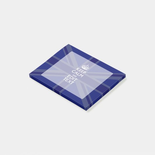 Midnight Blue Keep Calm en Jouw tekst Union Jack Post-it® Notes (Schuin)
