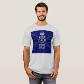 Midnight Blue Keep Calm en Jouw tekst Union Jack T-shirt (Voorkant volledig)