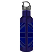 Midnight Blue Keep Calm en Jouw tekst Union Jack Waterfles (Achterkant)