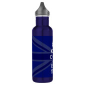 Midnight Blue Keep Calm en Jouw tekst Union Jack Waterfles (Links)