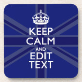 Midnight Blue Keep Calm Get Jouw tekst Union Jack Bier Onderzetter (Voorkant)