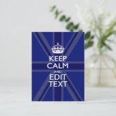 Midnight Blue Keep Calm Get Jouw tekst Union Jack Briefkaart (Staand voorkant)