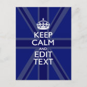 Midnight Blue Keep Calm Get Jouw tekst Union Jack Briefkaart (Voorkant)