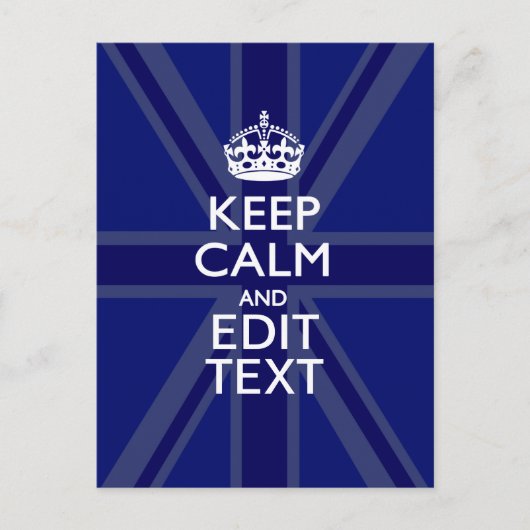 Midnight Blue Keep Calm Get Jouw tekst Union Jack Briefkaart (Voorkant)