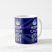 Midnight Blue Keep Calm Get Jouw tekst Union Jack Koffiemok (Voorkant rechts)