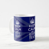 Midnight Blue Keep Calm Get Jouw tekst Union Jack Koffiemok (Voorkant links)