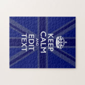 Midnight Blue Keep Calm Get Jouw tekst Union Jack Legpuzzel (Horizontaal)