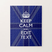 Midnight Blue Keep Calm Get Jouw tekst Union Jack Legpuzzel (Verticaal)