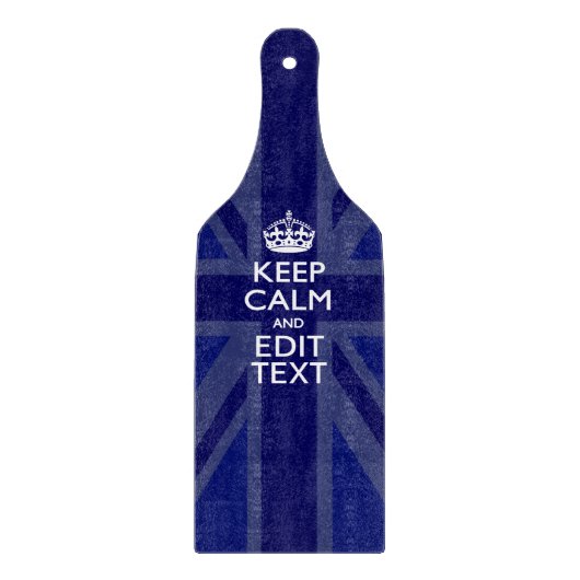 Midnight Blue Keep Calm Get Jouw tekst Union Jack Snijplank (Voorkant)