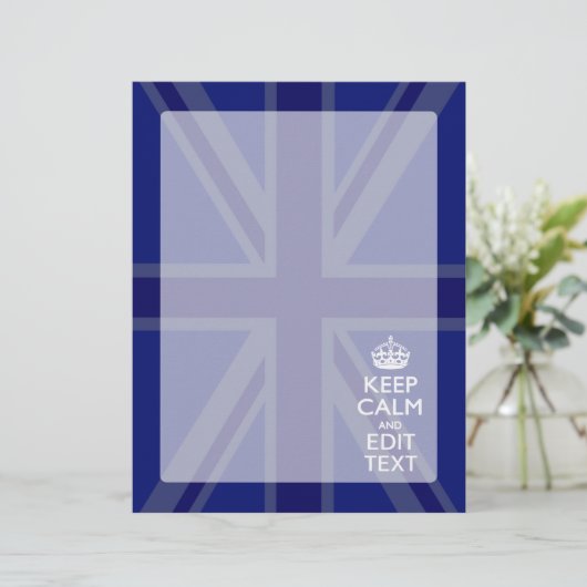 Midnight Blue Keep Calm heeft Jouw tekst Union Jac (Staand voorkant)