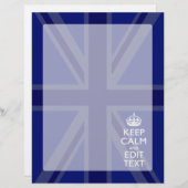 Midnight Blue Keep Calm heeft Jouw tekst Union Jac (Voorkant / Achterkant)