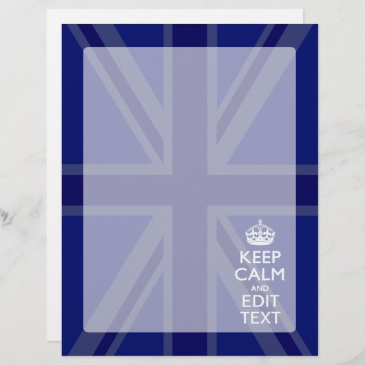 Midnight Blue Keep Calm heeft Jouw tekst Union Jac (Voorkant / Achterkant)