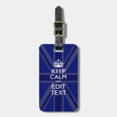Midnight Blue Keep Calm heeft Jouw tekst Union Jac Bagagelabel (Voorkant verticaal)