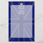 Midnight Blue Keep Calm heeft Jouw tekst Union Jac Briefpapier (Voorkant)