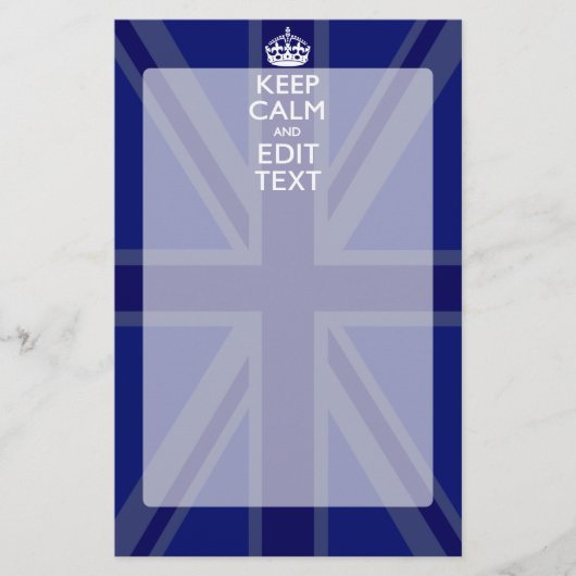 Midnight Blue Keep Calm heeft Jouw tekst Union Jac Briefpapier (Voorkant)