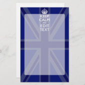 Midnight Blue Keep Calm heeft Jouw tekst Union Jac Briefpapier (Voorkant / Achterkant)