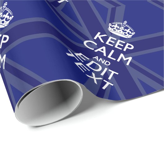 Midnight Blue Keep Calm heeft Jouw tekst Union Jac Cadeaupapier (Rol Hoek)