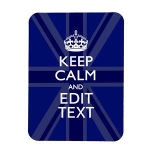 Midnight Blue Keep Calm heeft Jouw tekst Union Jac Magneet