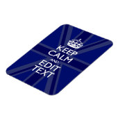 Midnight Blue Keep Calm heeft Jouw tekst Union Jac Magneet (Linkerzijde)