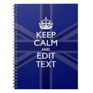 Midnight Blue Keep Calm heeft Jouw tekst Union Jac Notitieboek